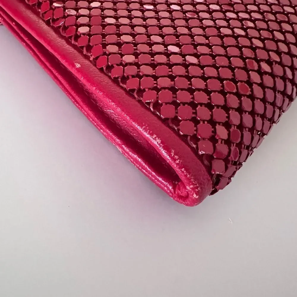 Vintage 1970s Red Metal Mesh Convertible Clutch to Crossbody from Bags by Marlo